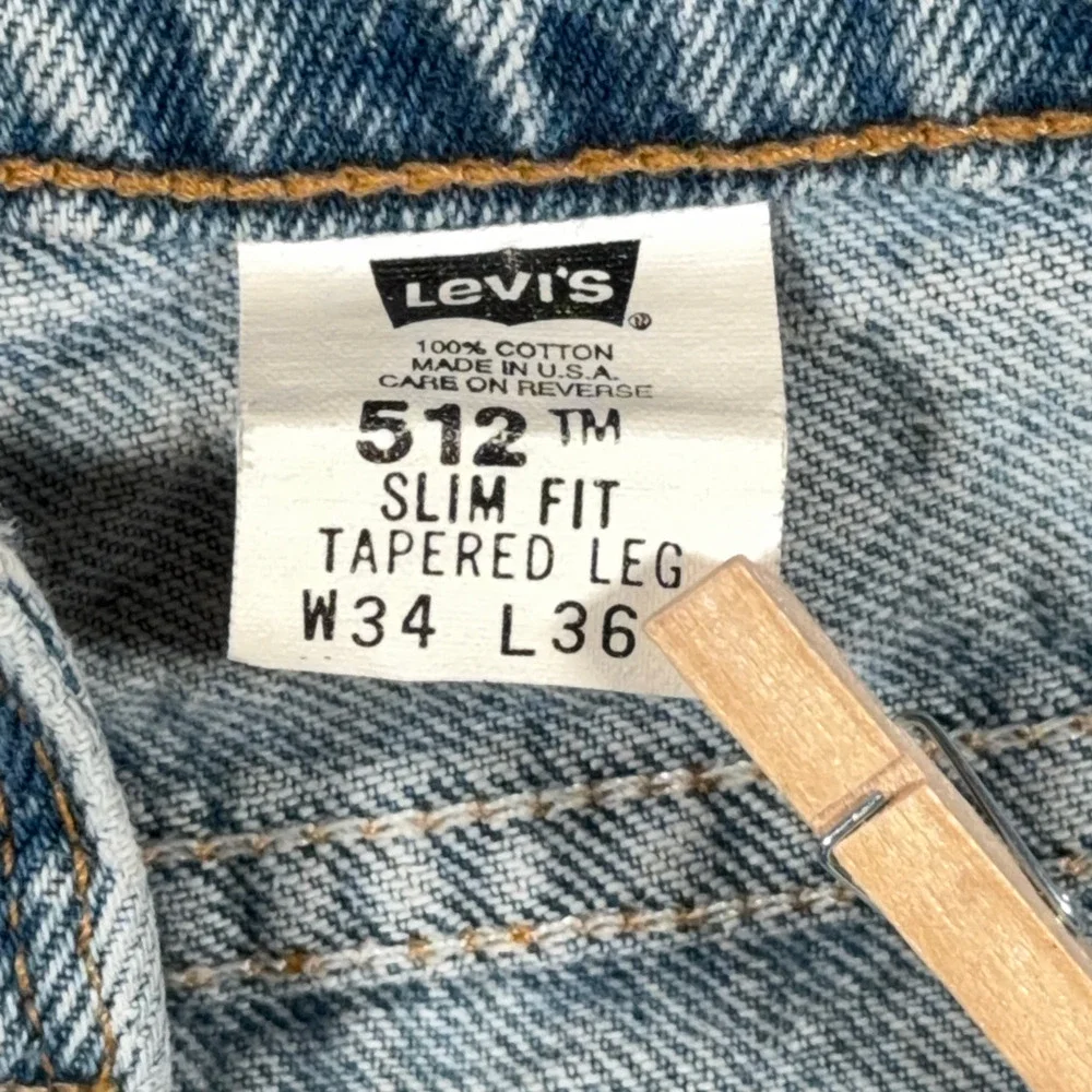 Vintage Levis Jeans Mens 34x36 Blue 512 Light Wash Denim Slim Tapered USA 90s